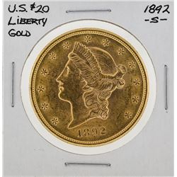 1892-S $20 Liberty Head Double Eagle Gold Coin