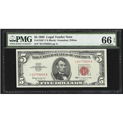 1963 $5 Legal Tender STAR Note PMG 66EPQ