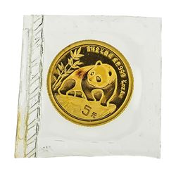 1990 China 1/20 oz. Panda 5 Yuan Gold Coin - Sealed