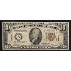 1934A $10 Federal Reserve Emergency Hawaii Note