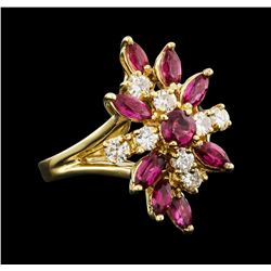 18KT Yellow Gold 1.60ctw Ruby and Diamond Ring