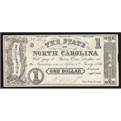 1862 $1 The State of North Carolina Obsolete Bank Note
