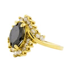 14KT Yellow Gold 2.11ctw Black Diamond Ring