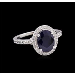 14KT White Gold 2.62ct Blue Sapphire and Diamond Ring