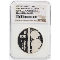 1985MO Mexico 100 Pesos World Cup Commemorative Silver Coin NGC PF68 Ultra Cameo