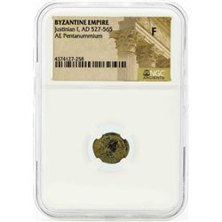 527-565 AD Byzantine Empire Justinian I, AE Pentanummium Coin NGC Fine