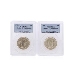 Set of 1950-D & 1946 Booker T. Washington Commemorative Half Dollar Coins PCGS M