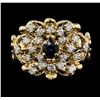 Image 2 : 14KT Yellow Gold 0.50ct Sapphire and Diamond Ring