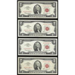 Lot of (4) 1963 $2 Legal Tender Notes