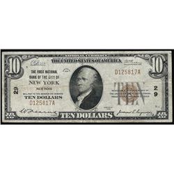 1929 $10 National Bank of the City of New York, NY National Currency Note