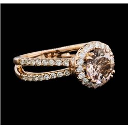 14KT Rose Gold 1.00ct Morganite and Diamond Ring