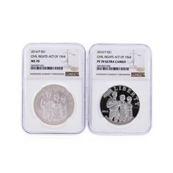 2014-P $1 Civil Rights Act of 1964 NGC MS70 and NGC PF70 Ultra Cameo
