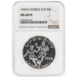 1994-D $1 World Cup Silver Coin NGC MS68 PL