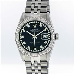 Rolex Mens Stainless Steel Diamond Datejust Wristwatch
