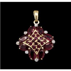 14KT Yellow Gold 3.50ctw Ruby and Diamond Pendant