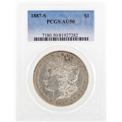 1887-S $1 Morgan Silver Dollar Coin PCGS AU50