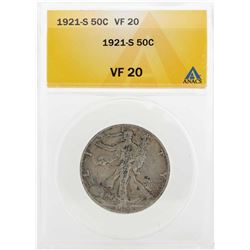 1921-S Walking Liberty Half Dollar Coin ANACS VF20