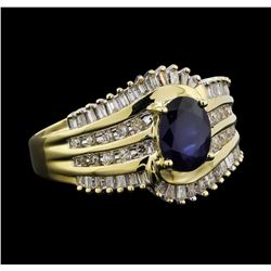 14KT Yellow Gold 1.00ct Sapphire and Diamond Ring