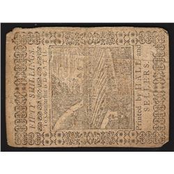 1773 Fifty Shillings Pennsylvania Colonial Currency Note