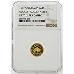 1987P $15 Australian Nugget Gold Coin NGC PF70 Ultra Cameo