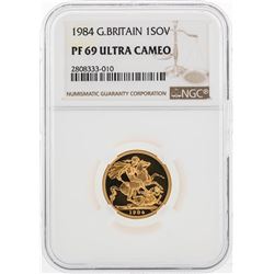 1984 Great Britain 1 Sovereign Gold Coin NGC PF69 Ultra Cameo