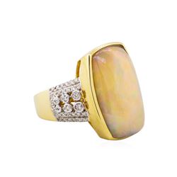 14KT Yellow Gold 10.93ct Opal and Diamond Ring