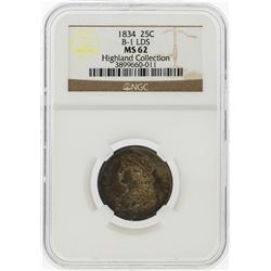 1834 Capped Bust Quarter B-1 LDS NGC Graded MS62