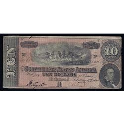 1864 $10 The Confederate States of America Note