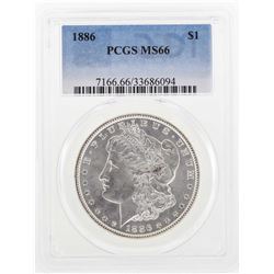 1886 $1 Morgan Silver Dollar Coin PCGS MS66