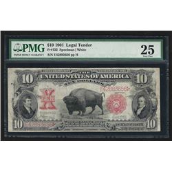 1901 $10 Bison Legal Tender U.S. Currency Note PMG VF25