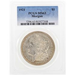 1921 $1 Morgan Silver Dollar Coin PCGS MS63
