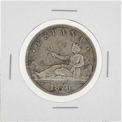 1870 Spain 5 Pesetas Silver Coin