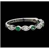 Image 1 : 14KT White Gold 0.20ctw Emerald and Diamond Ring
