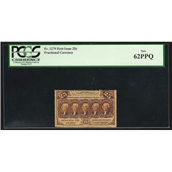 1862 Twenty-Five Cents First Issue Fractional Currency Note PCGS 62PPQ