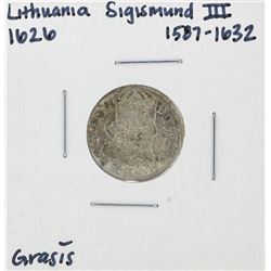 1626 Lithuania Sigismund III Grasus Silver Coin