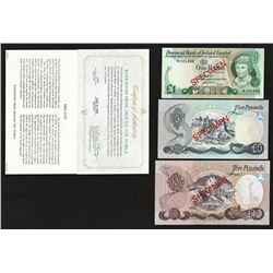 Set of (3) Provincial Bank of Ireland Specimen Bank Notes