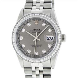 Rolex Mens Stainless Steel 1.00ctw Diamond Datejust Wristwatch