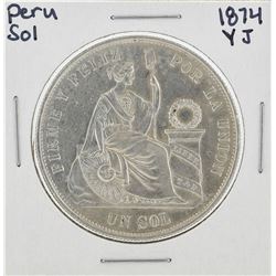 1874 YJ Peru Un Sol Silver Crown Coin