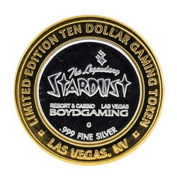 .999 Silver Stardust Resort Las Vegas, Nevada $10 Casino Limted Edition Gaming T