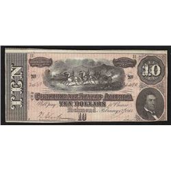 1864 $10 The Confederate States of America Note