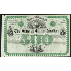 1800's $500 The State of South Carolina Stock Certificate