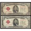 Image 1 : Lot of (2) 1928E $5 Legal Tender Notes