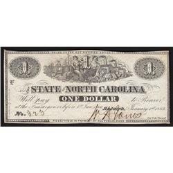1863 $1 The State of North Carolina Obsolete Bank Note