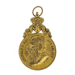 1907 Belgium Brass Band Gilt Bronze Music Medal