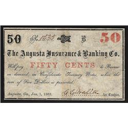1863 The Augusta Insurance & Banking Co. Fifty Cents Bank Note