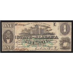 1863 $1 The State of Alabama Confederate States Bank Note