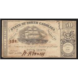 1863 The State of North Carolina Fifty Cents Fractional Note