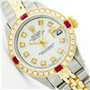 Image 1 : Rolex Ladies 14KT Two-Tone Gold Ruby and Diamond Datejust Wristwatch