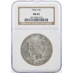 1928 $1 Peace Silver Dollar Coin NGC MS63