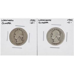 1932-S & 1932-D Washington Silver Quarter Coins